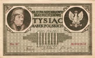 Lengyelország 1919. 1000M(12x) egymásutáni sorszámokkal T:II+