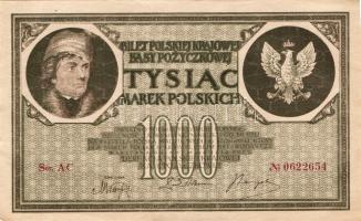 Lengyelország 1919. 1000M(12x) egymásutáni sorszámokkal T:II+
