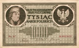 Lengyelország 1919. 1000M(12x) egymásutáni sorszámokkal T:II+