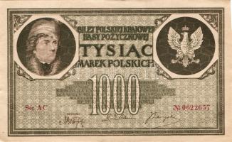 Lengyelország 1919. 1000M(12x) egymásutáni sorszámokkal T:II+
