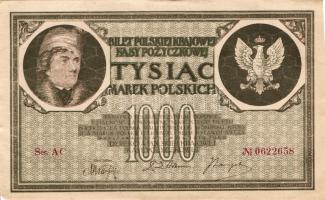 Lengyelország 1919. 1000M(12x) egymásutáni sorszámokkal T:II+