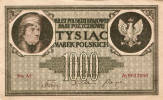 Lengyelország 1919. 1000M(12x) egymásutáni sorszámokkal T:II+