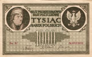 Lengyelország 1919. 1000M(12x) egymásutáni sorszámokkal T:II+