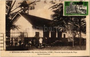 1932 Missions Africaines, 150, cours Gambetta, Lyon - Vicariat Apostolique du Togo. Eglise dAssahan / church, TCV card, So. Stpl (creases)