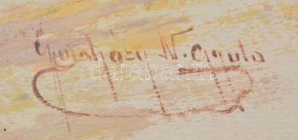 Gutaházy Németh Gyula (1892-1959): Lovasszekér a vásáron. Olaj, karton, jelzett, keretben, 25,5×34,5...