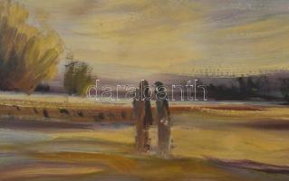 Gábri/Gábry Albert (1935-2004): Juhnyáj. Olaj, farost, jelzett, hátoldalán a művész címkéjével és au...