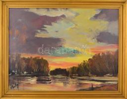 Gábri/Gábry Albert (1935-2004): Eső után. Olaj, farost, jelzett, hátoldalán a művész címkéjével és a...