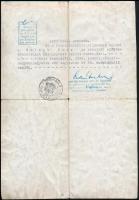 1944 Bp., Zsidótörvények alól mentesítő okirat korabeli hitelesített fotokópiája