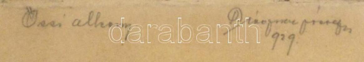 Azonosítatlan jelzéssel: Őszi alkony. Rézkarc, papír, Jelzett. 8x10 cm Üvegezett keretben