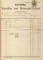1871 Oravicai paraffin és ásványiolajgyár okmánybélyeges számla / Oravitza factory invoice with doucment stamp