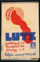 cca 1940 Lutz festékgyár r.t. Bp. XIV. Őrnagy- utca 4. színminta katalógus, kopott, helyenként folto...