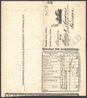 1869 A Első Magyar Gőzhajózási Társaság Honvéd hajó fuvarlevele szakadással / Bill of fright of Midd...