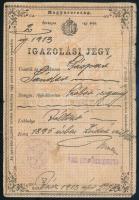 1895 Igazolási jegy kóbor cigány részére