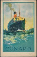 cca 1930 3 db hajózással kapcsolatos papírrégiség tétel: 1 db Cunard Line, R.M.S Tuscania óceánjáró utasainak listája, 1930 szept. 5. indult New Yorkból Plymouth, Havre és London irányába, jó állapotban. 2 db képeslap: 1 db Cunard Line, R.M.S Tuscania óceánjáró, nem futott, hátoldala foltos. 1 db Red Star Line, steamer Lapland, futott, magyar nyelvű írással, hátoldala enyhén foltos.