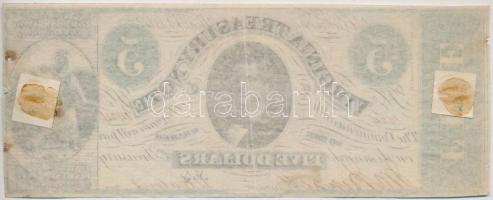 Amerikai Konföderációs Államok / Virginia / Richmond 1862.05.13. 5$ T:III- lyukas, fo., beszakadás, ...