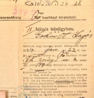 1921-1940 Esküdt Lajos, a Nagyatádi-féle per iratai: teljes ítélet, idézések, kérvények