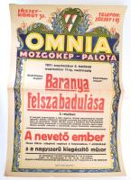 1921 Omnia Mozgókép-Palota: Baranya felszabadulása 3 részben, plakát, hajtott, szakadással, 30×46 cm