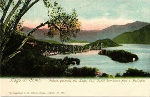 Lago di Como, Veduta generale del Lago, dali Isola Comacina fino a Bellagio / general view, lake, island, litho H. Guggenheim & Co. No. 7311