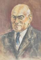 Csáki-Maronyák József (1910-2002): Rákosi Mátyás. Pasztell, papír, jelzett, üvegezett keretben, 48×33 cm
