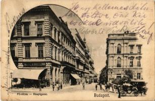 Budapest I. Fő utca, Berger Adolf férfi szabó üzlete, takarékpénztár. Divald Károly 630.