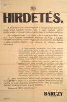 1914 Budapest fővárosi rendelet a piaci élelmiszerekkel kapcsolatos higiéniai intézkedésekről. 64x92 cm