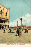 Venezia, Venice; Il Molo coll isola di San Giorgio / pier, square, statu, litho