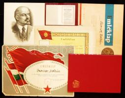 6 db szocialista oklevél, benne a Munkárőrség parancsnokának aláírásával