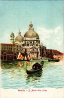 Venezia, Venice; S. Maria della Salute / church, gondola, litho