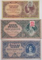 1945-1946. 5db-os vegyes pengő bankjegy tétel, jobb állapotban T:II