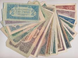 1944-1946. 23db-os vegyes pengő bankjegy tétel, Vörös Hadsereg és inflációs, félrenyomott változat, T:vegyes