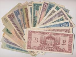 1944-1946. 23db-os vegyes pengő bankjegy tétel, Vörös Hadsereg és inflációs, félrenyomott változat, ...