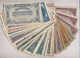 1945-1946. 30db-os vegyes pengő és adópengő bankjegy tétel, T:III-IV