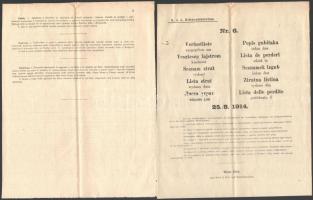 1914 augusztus 6 Veszteség lajstrom. A monarchia összes nyelvén / News about the injured in WW. 1. 6p.