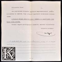 ca 1922 Kner Izidor aláírása levélen