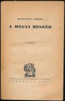 Karácsony Sándor: Hegyi Beszéd. Bp., 1941, Exodus. 2. kiadás. Kiadói papírkötés. Borító hátoldala en...
