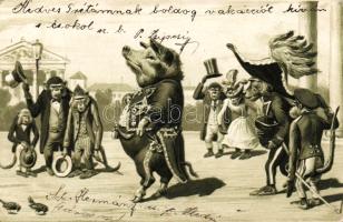 Animals, military Emb. Litho