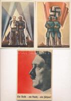 9 db RÉGI képeslap: Hitler, náci propaganda, alkalmi bélyegzések / 9 pre-1945 postcards: Hitler, Nazi propaganda, NSDAP, So. Stpl.