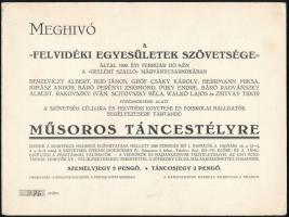 1929 Felvidéki Egyesületek Szövetsége táncestély meghívó, számozott, 6 oldal, 18,5x24,5 cm