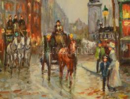 Kovács József (1948-): Paris III. Olaj, farost, jelzett, fa keretben, 20x25 cm