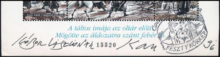 1996 Feszty körkép számozott, "Feszty Körkép Ópusztaszer 96.IV.18." pecséttel ellátott bél...