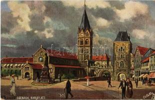 Eisenach, Karlsplatz / square, church, statue, art postcard, Raphael Tuck & Sons Oilette serie No. 171 B., artist signed (EK)