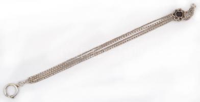 Ezüst(Ag) óralánc, virágos-köves díszítéssel, jelzett, h: 32 cm, nettó: 32,1 g