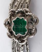 Ezüst(Ag) óralánc, virágos-köves díszítéssel, jelzett, h: 32 cm, nettó: 32,1 g