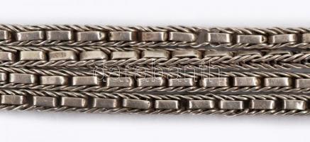 Ezüst(Ag) óralánc, virágos-köves díszítéssel, jelzett, h: 32 cm, nettó: 32,1 g