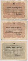 1848-1849. 15kr (2x) + 30kr + 2Ft + 5Ft Kossuth bankó T:III-IV