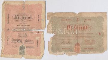 1848-1849. 15kr (2x) + 30kr + 2Ft + 5Ft "Kossuth bankó" T:III-IV