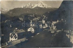 1915 Berchtesgaden / general view, mountains, church, Hold to light (EK)
