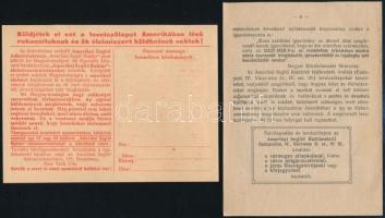 1920 Amerikai élelmiszersegély levelezőlap és ismertető