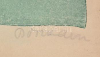 Olvashatatlan jelzéssel: Venedig (Velence madártávlatból), színes fametszet, papír, üvegezett fa ker...