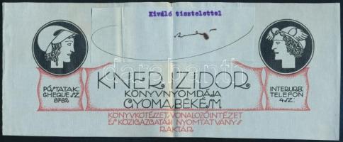 ca 1922 Kner Izidor aláírása levélkivágáson